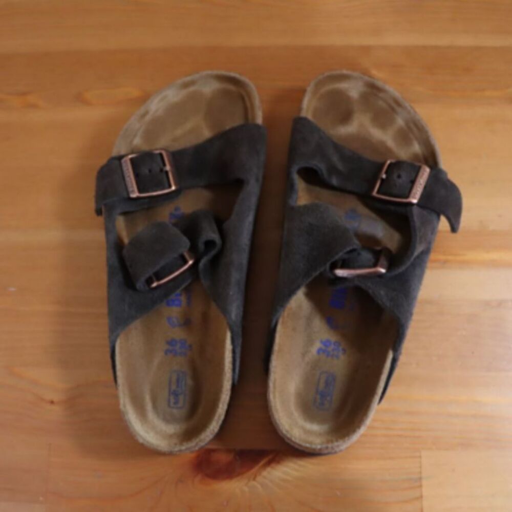 Birkenstock Made in Germany Brown Leather Sandals Copper Buckle EU size 36